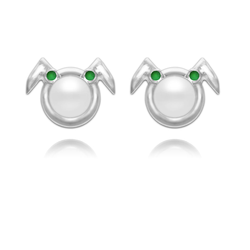 The Josei Ninja Girl Pearl and Emerald Earrings