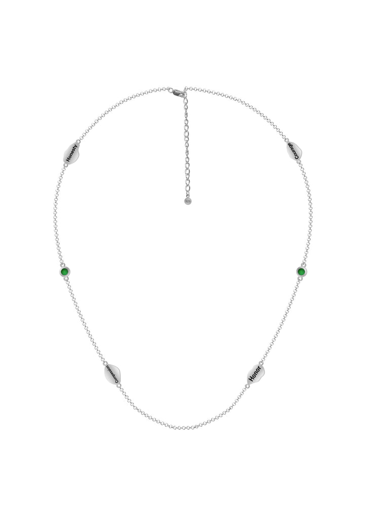 The Bushido Warrior Emerald Necklace - 18K Gold Plated and Rhodium Plated Sterling Silver