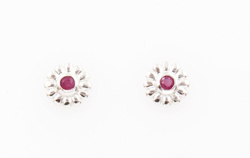The Rising Sun Flower Ruby Earrings - in 18K Gold plated and Rhodium Plated Sterling Silver